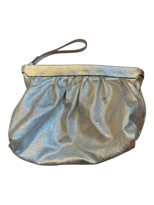 Isabel Marant Silver Leather Metallic Wristlet Bag Silver / M