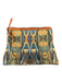 Cynthia Vincent Orange & Blue Canvas Leather Ikat Fold Over Bag Orange & Blue / M