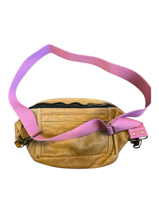 Parker Thatch Tan & Pink Leather Canvas Strap Crossbody Bag Tan & Pink / M