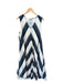 Lee Mathews Size 3/L Navy & white Cotton & Silk Sleeveless Chevron V Neck Dress Navy & white / 3/L