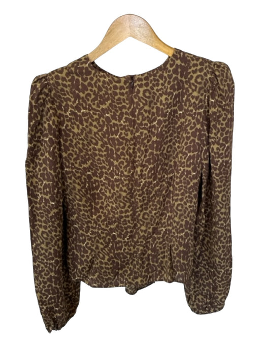 Les Coyotes de Paris Size 38 Tan & brown Viscose Shoulder Pads Animal Print Top Tan & brown / 38