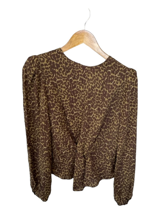 Les Coyotes de Paris Size 38 Tan & brown Viscose Shoulder Pads Animal Print Top Tan & brown / 38