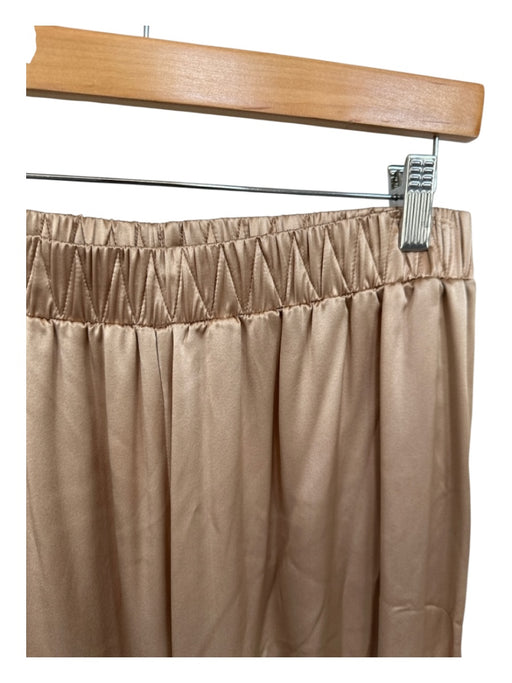 Sablyn Size L Tan Silk Elastic Waist High Waist Wide Leg Pants Tan / L