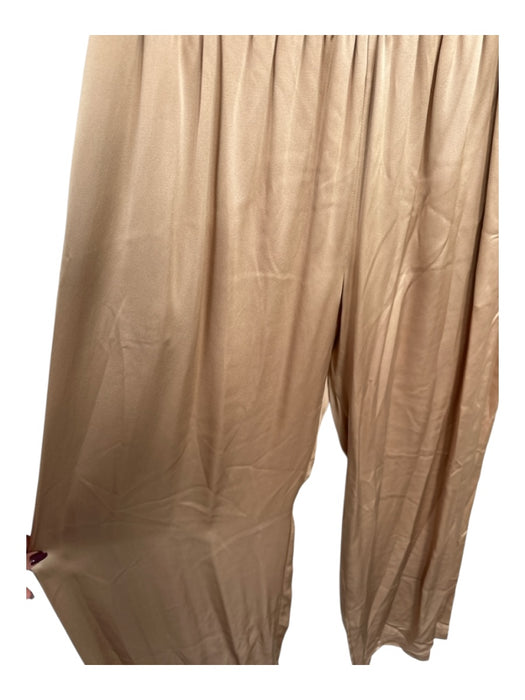 Sablyn Size L Tan Silk Elastic Waist High Waist Wide Leg Pants Tan / L