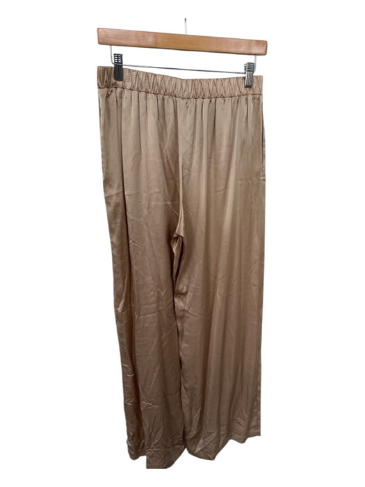 Sablyn Size L Tan Silk Elastic Waist High Waist Wide Leg Pants Tan / L