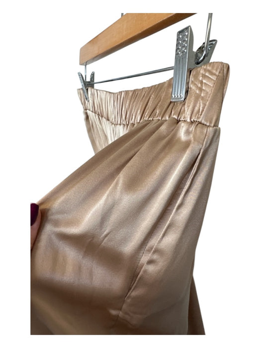 Sablyn Size L Tan Silk Elastic Waist High Waist Wide Leg Pants Tan / L