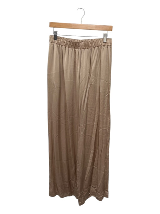 Sablyn Size L Tan Silk Elastic Waist High Waist Wide Leg Pants Tan / L
