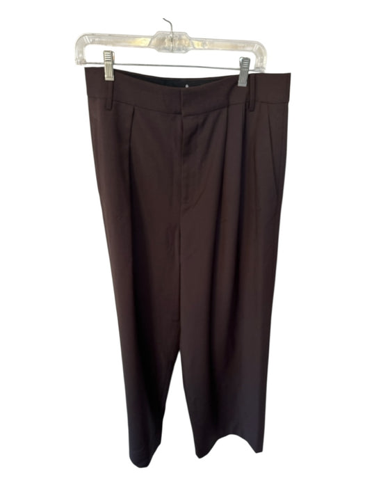 Tibi Size 8 Dark Brown Wool Blend High Waist Pleated Trouser Pants Dark Brown / 8