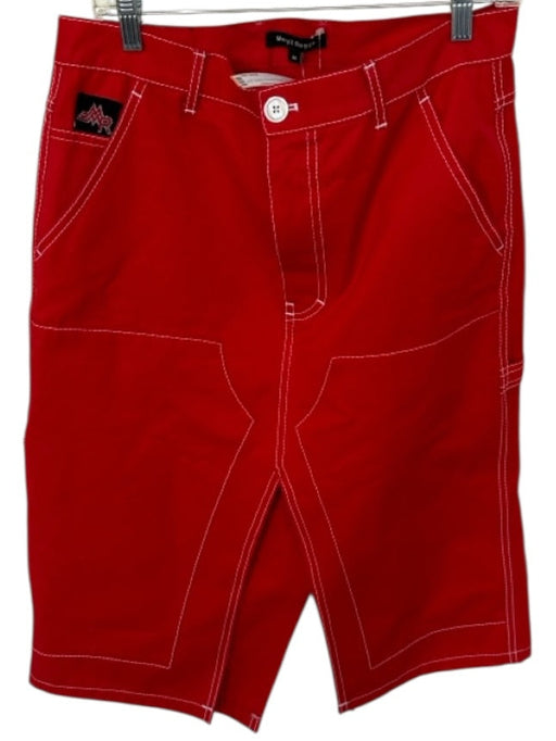 Meryl Rogge Size 40 Red & White Cotton Stitching Slit Front Pockets Midi Skirt Red & White / 40