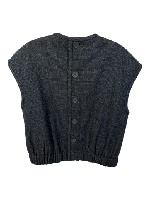 Tibi Size S Charcoal Wool Blend Cap Sleeve Plaid Button Down Jacket Charcoal / S