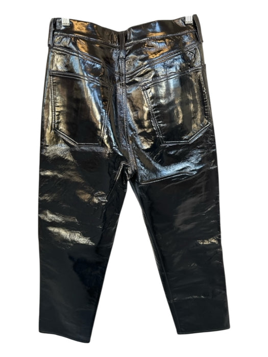 Agolde Size 29 Black Vegan Leather Patent High Waist Straight Leg Pants Black / 29