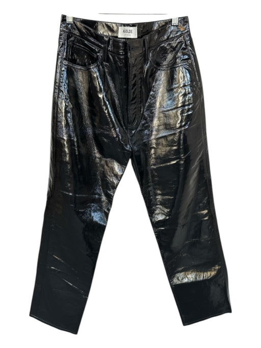 Agolde Size 29 Black Vegan Leather Patent High Waist Straight Leg Pants Black / 29