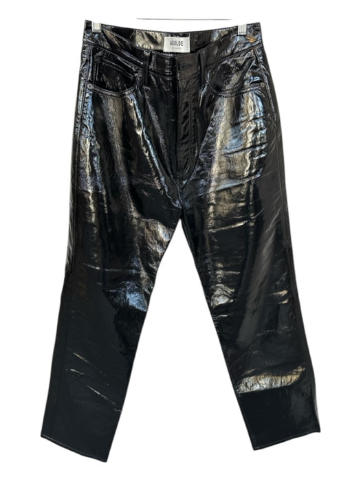 Agolde Size 29 Black Vegan Leather Patent High Waist Straight Leg Pants Black / 29
