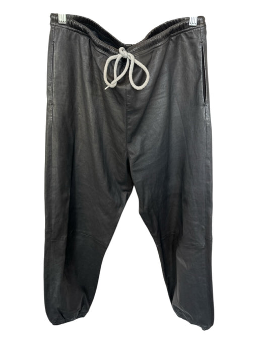 SP Black Label Size XL Black Leather Drawstring Jogger Pants Black / XL