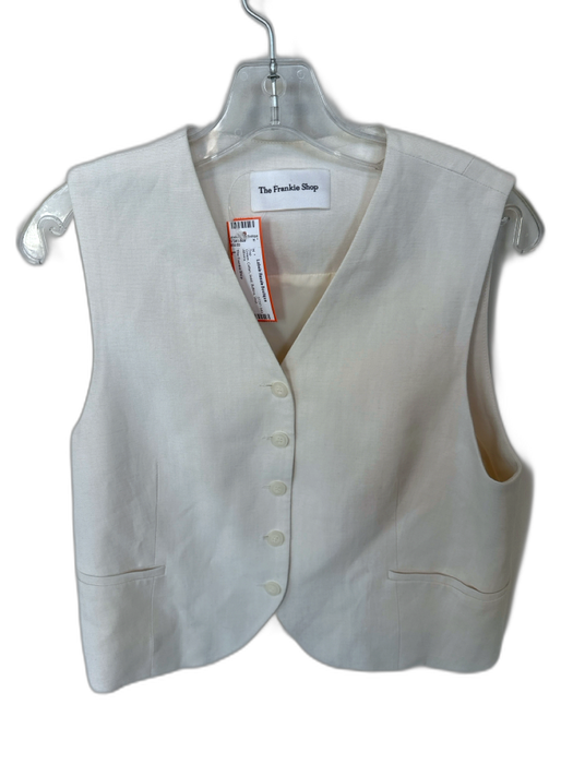 The Frankie Shop Size L Cream Cotton Solid Buttons Vest Top Cream / L