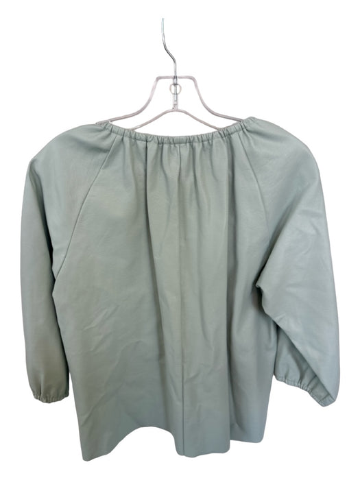 Dolce Cabo Size M Sea Green Vegan Leather Long Sleeve Elastic Neck Top Sea Green / M