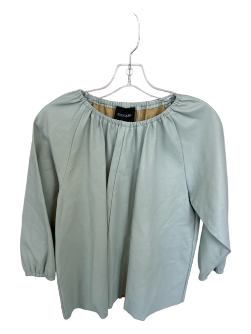 Dolce Cabo Size M Sea Green Vegan Leather Long Sleeve Elastic Neck Top Sea Green / M