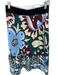 La Double J Size L Teal & Rust Print Viscose Elastic Waist Botanical Midi Skirt Teal & Rust Print / L