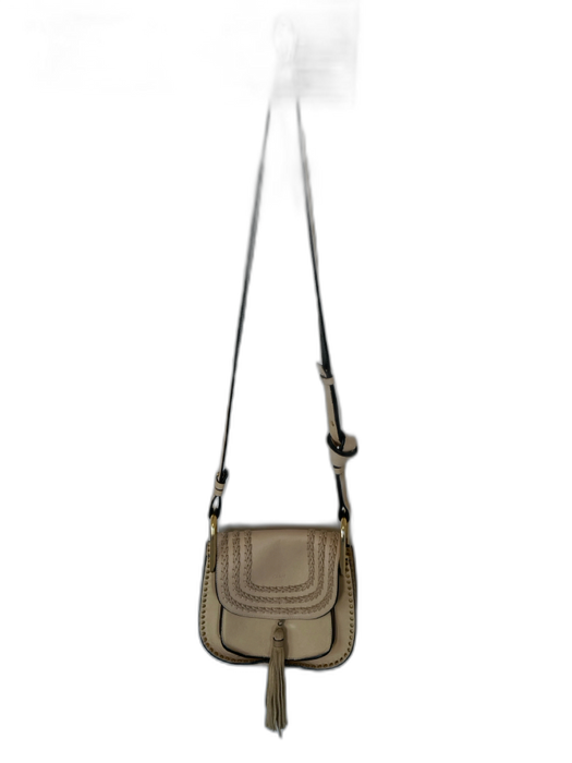 Chloe Tan Leather Stitching Fringe Front Flap Crossbody Bag Tan / S