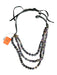 Perle by Lola Purple & Black Stone Beads Multi Strand Leather Accents Necklace Purple & Black