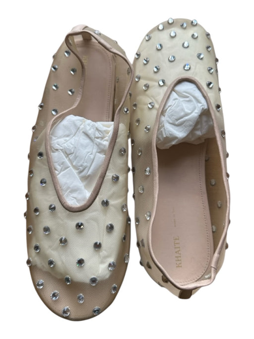 Khaite Shoe Size 39 Nude & Silver Mesh Crystal Round Toe Flats Nude & Silver / 39