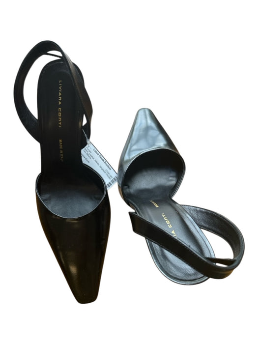 Liviana Conti Shoe Size 39 Black Leather Stiletto Slingback Pointed Toe Pumps Black / 39