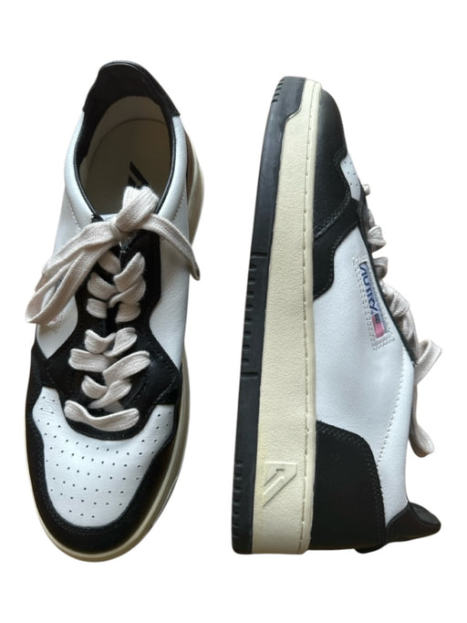 Autry Shoe Size 40 White & Black Leather Perforated Color Block Sneakers White & Black / 40