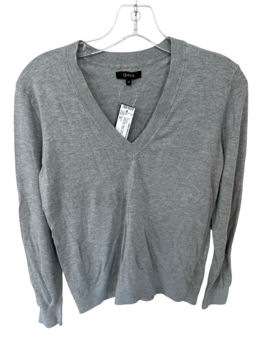 Quince Size M Light Gray Organic Cotton Long Sleeve Heathered V Neck Sweater Light Gray / M