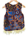 La Double J Size M Rust & Blue Acrylic Blend jaquard Floral Sleeveless Top Rust & Blue / M