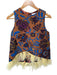 La Double J Size M Rust & Blue Acrylic Blend jaquard Floral Sleeveless Top Rust & Blue / M