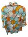 La Prestic Ouiston Size 2 Orange & Green Silk Scallop Print Long Sleeve Top Orange & Green / 2