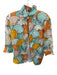 La Prestic Ouiston Size 2 Orange & Green Silk Scallop Print Long Sleeve Top Orange & Green / 2