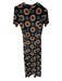 Paco Rabanne Size Est S Black & Orange Velvet Short Sleeve Sunburst Dots Dress Black & Orange / Est S