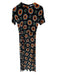 Paco Rabanne Size Est S Black & Orange Velvet Short Sleeve Sunburst Dots Dress Black & Orange / Est S