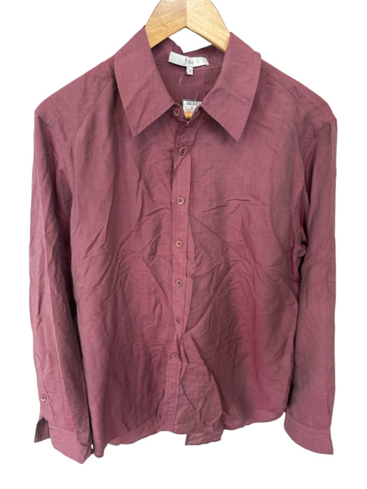 Tibi Size S Maroon Lycocell Long Sleeve Iridescent Button Down Long Top Maroon / S