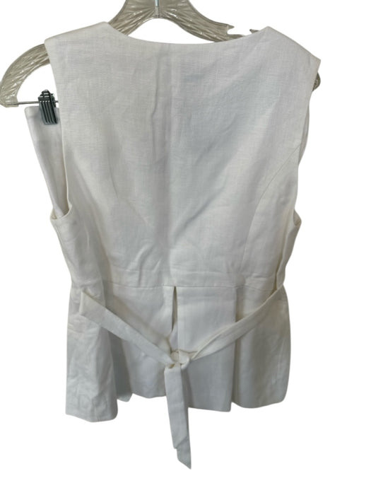 Dissh Size 6/8 White Linen Sleeveless Button Down High Waist Short Set White / 6/8