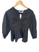 Proenza Schouler Size 8 Black Cotton Long Sleeve Gathered Front Peplum Top Black / 8