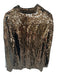 Tibi Size 10 Brown Sequins Long Sleeve Collar Button Down Long Top Brown / 10