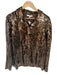 Tibi Size 10 Brown Sequins Long Sleeve Collar Button Down Long Top Brown / 10