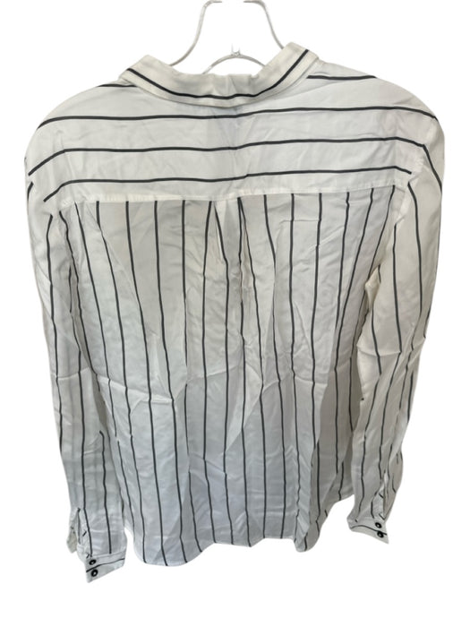 Pinko Size 4 White & Gray Cupro Long Sleeve Striped Button Down Top White & Gray / 4