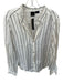 Pinko Size 4 White & Gray Cupro Long Sleeve Striped Button Down Top White & Gray / 4