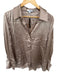 Reiss Size 10 Taupe Silk Long Sleeve Button Down Oversize Top Taupe / 10