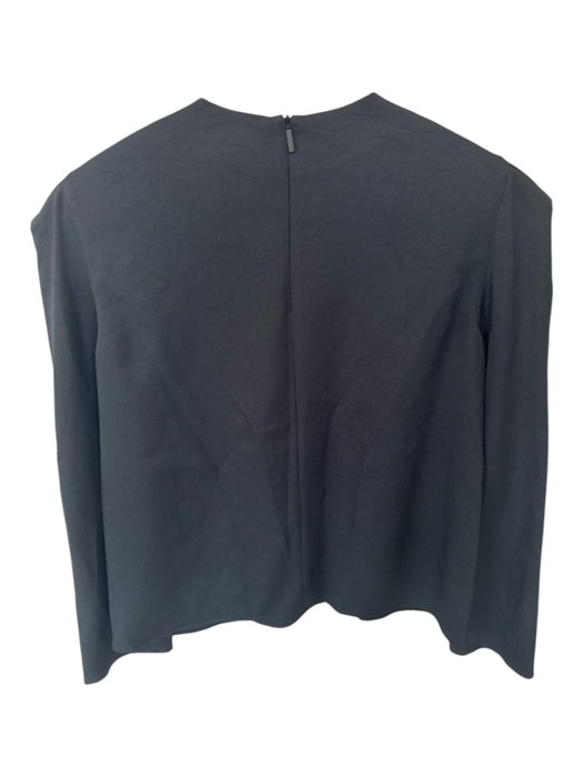 Tibi Size 8 Black Polyester Blend Shoulder Pads Back Zip Long Sleeve Top Black / 8