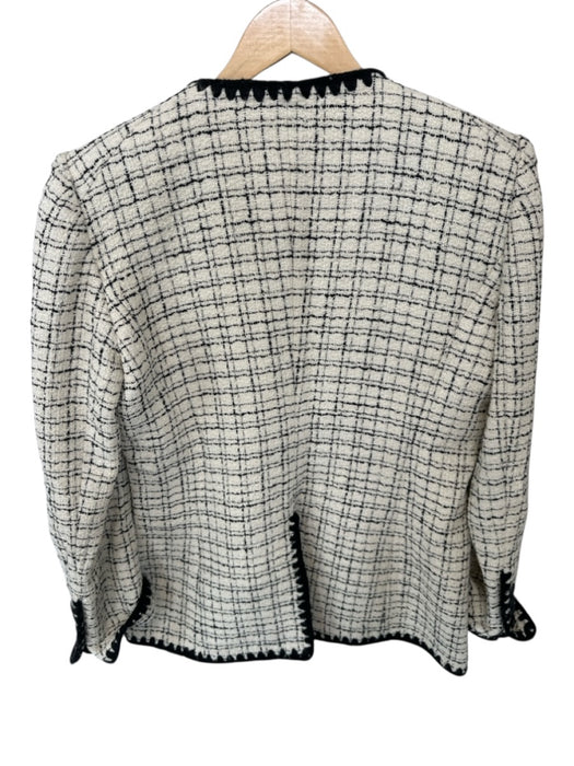 Veronica Beard Size 8 Cream & Black Cotton Blend Tweed Button Down Jacket Cream & Black / 8