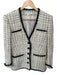 Veronica Beard Size 8 Cream & Black Cotton Blend Tweed Button Down Jacket Cream & Black / 8