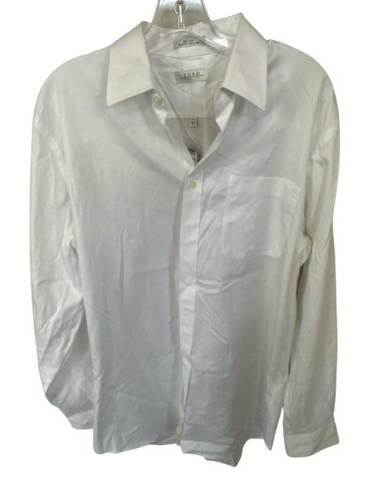 Enro Size 16 White Cotton Solid Button Down Men's Shirt White / 16