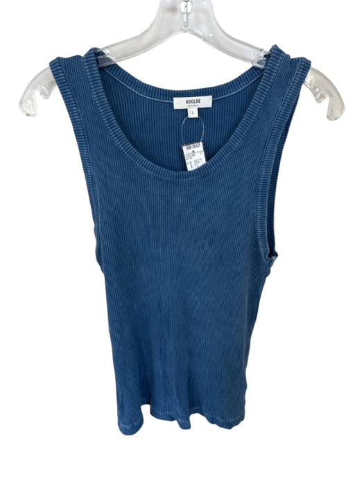 Agolde Size L Navy Modal Blend Sleeveless Ribbed Top Navy / L