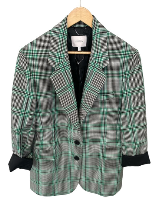 Dorothee Schumacher Size 5 Green & Black Wool Blend Houndstooth 2 button Coat Green & Black / 5