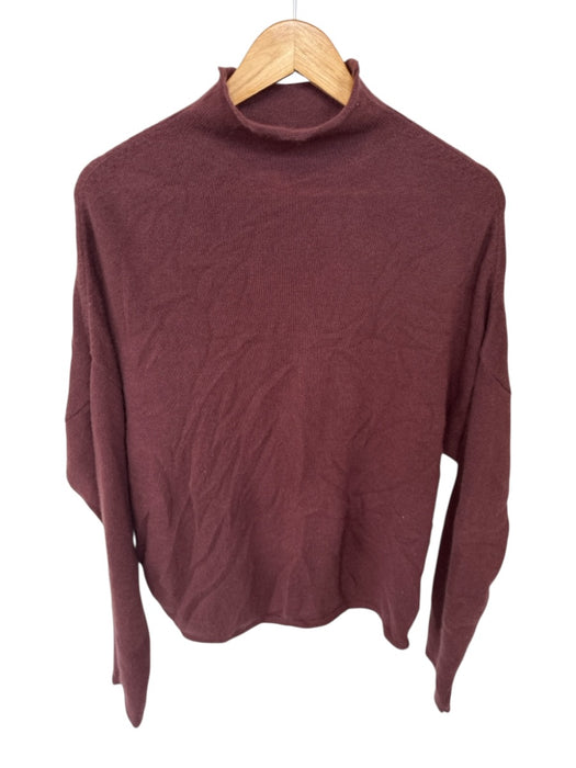 Lapointe Size M Maroon Cashmere & Silk Mock Neck Knit Long Sleeve Sweater Maroon / M