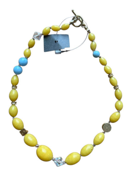 Yellow & Blue Beaded Toggle Gold Hardware Necklace Yellow & Blue